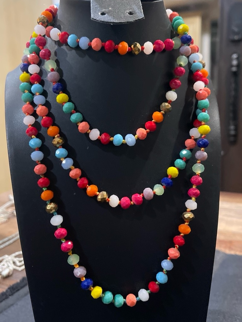 Multicolor Glass Bead Layered Necklace - Vibrant Mixed Colors